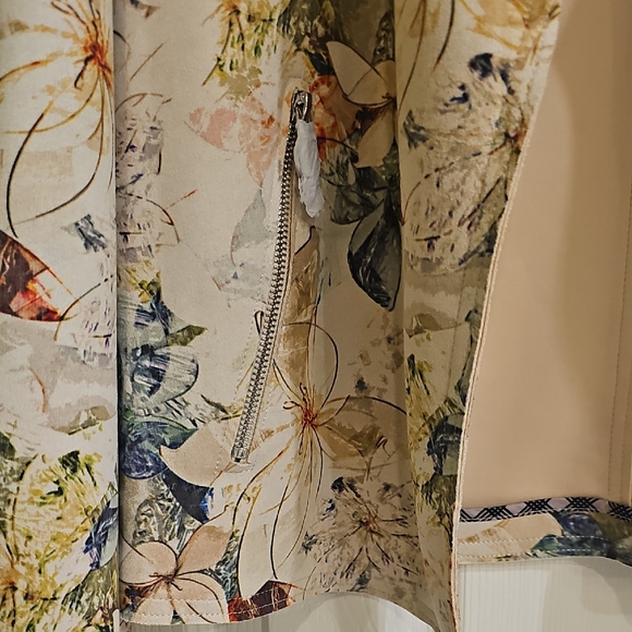 NWT Philosophy Republic Artistic Watercolor Floral Faux Suede Open Jacket Large - Picture 5 of 14